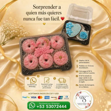 🎁 Dulces personalizados (minidonas mini donas, torticas, brownies, trufas y cupcake) + flores artesanales 53072444. - 2/6