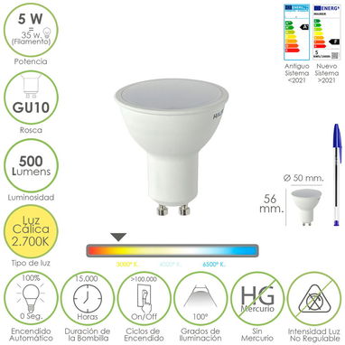 GU10 y GU 5.4 MR16 - 7W - 6500K - 700LM La bombilla LED F1525 emite 7W a 6500K con 700 lúmenes - 2/7
