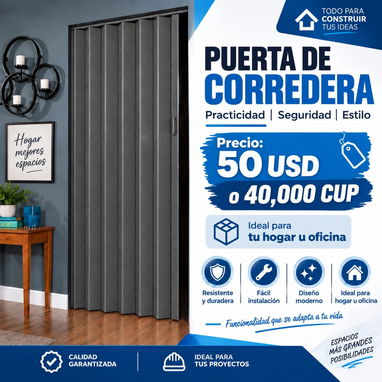 🚪✨ PUERTA DE CORREDERA PLEGABLE – 2.03M ALTO X 1M ANCHO, RESISTENTE Y MODERNA – 50 USD - 4/5