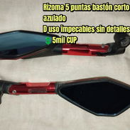 Rizoma 5 puntas rojo y negro bastón corto cristal azulado d uso impecables sin detalles - Img 55430422