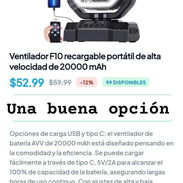 Ventilador F10 recargable portátil de Alta velocidad de 20000 mAh - Img 56436268