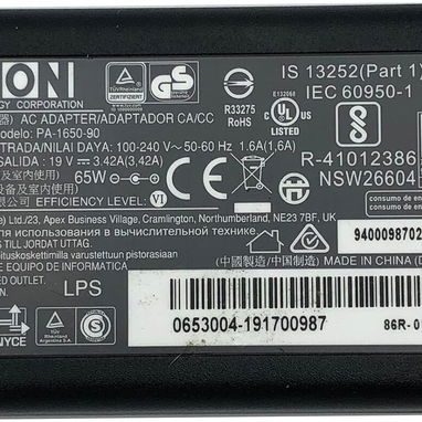 Cargador LITE-ON LITEON 19V 3.42A Adaptador de CA 65W PA-1650-90 Fuente de alimentación 0.177x0.118 in con cable 5327432 - Img 123348379