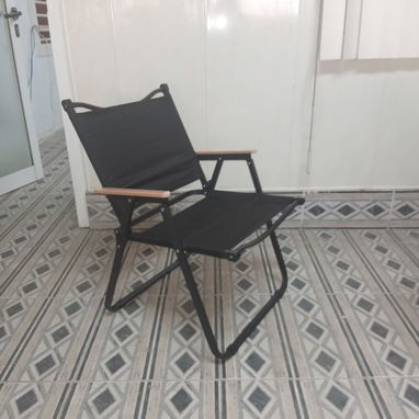Silla Camping Apoyabrazos Madera Natural Tela Sintética - 2/5