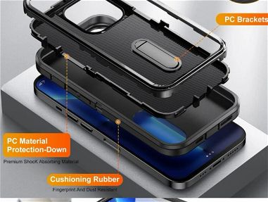 Forro negro de 3 piezas con alta protección anticaidas (militar)para iPhone y Samsung gama alta. - Img 65757952