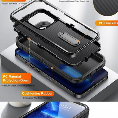 Forro negro de 3 piezas con alta protección anticaidas (militar)para iPhone y Samsung gama alta. - Img 88928730
