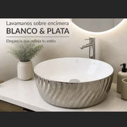 Lavamanos sobre encima en dorado y plateado - Img 58214173