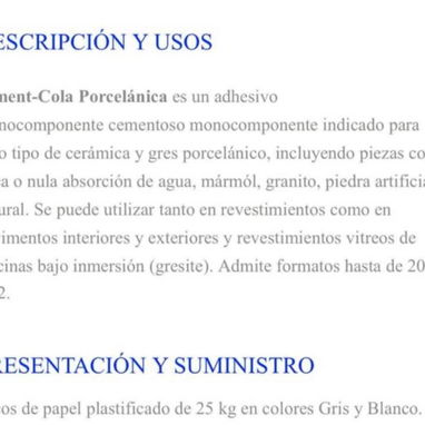 Cemento cola 25 kg para piscina y porcelanato importado de España en nuestro almacén en playa - Img 123567145