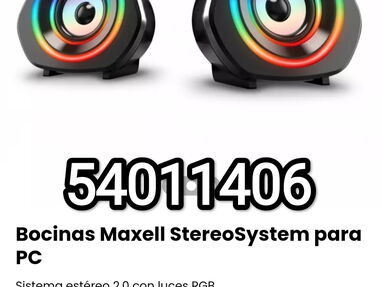 !!!Bocinas Maxell Nuevas en su caja/ StereoSystem para PC Sistema estéreo 2.0 con luces RGB!! - Img 66760374