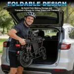 Bicicleta Eléctrica Plegable 14” 1200W 24MPH Batería 48V 10Ah Suspensión y Frenos de Disco - 3/4