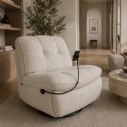 🛋️ Asiento Reclinable Damasco Marfil..Estilo moderno - Img 55985764