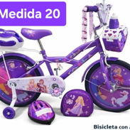 Bicicletas medida 20 con casco de protección y otros accesorios varios rosado y morado nuevas en su caja para las niñas - Img 56869844