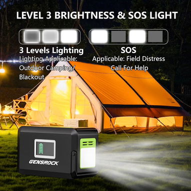 Estación de energía portátil GENSROCK de 120 W (pico de 220 W), generador solar de campamento de 88 Wh, banco de energí - 7/7