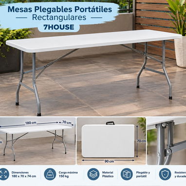 Mesas Plegables Portátiles Rectangulares de 180 cm - 80 usd - 2/2