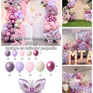 Set de 110 globos Rosa y lila con mariposas - Img 56617037
