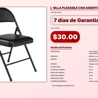 SILLA DE OFICINA NEGRA CON RUEDAS, SILLA PLEGABLE PORTÁTIL TIPO CAMPING, SILLA DE OFICINA CON BRAZOS . - 4/6