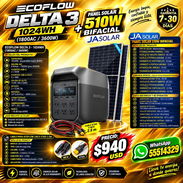 ECOFLOW DELTA 3 1024WH CON CABLE XT60I Y PANEL BIFACIAL 510W, ENTREGA DE FACTURA PARA SU GARANTÍA. VARIEDAD DE PRODUCTOS - Img 57320971