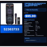 BOCINA DE 2 ALTAVOCES DE 8´´ CON MICROFONO Y MANDO BT-8810 . - Img 57512133