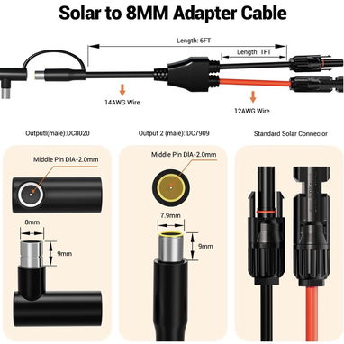 Cable Solar Adaptador DC7909 / DC8020 de 6 metros - 2/5