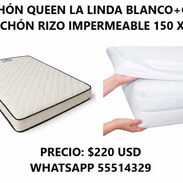 COLCHÓN QUEEN LA LINDA BLANCO+CUBRE COLCHÓN RIZO IMPERMEABLE 150 X 200, ENTREGA DE FACTURA, VARIEDAD DE COMBOS - Img 56067190