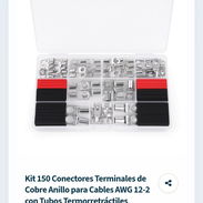 Kit 150 Conectores Terminales de Cobre Anillo para Cables AWG 12-2 con Tubos Termorretráctiles - Img 57935839