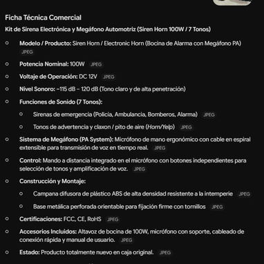 Kit de Sirena Electrónica y Megáfono Automotriz (Siren Horn 100W / 7 Tonos) 35 USD - 2/2