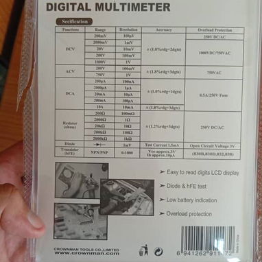 MULTÍMETRO DIGITAL CROWNMAN + CINTA MÉTRICA 10M, ENTREGA DE FACTURA, VARIEDAD DE ARTÍCULOS DE FERRETERÍA, ETC - 5/8