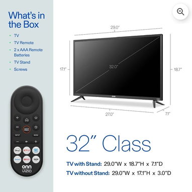 Tv onn VIZIO de 32 pulgadas Smart tv Roku Full HD nuevo en su caja. - Img 123061782