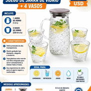 Juego de jarra de vidrio con sus 4 vasos. Dale un toque de elegancia a tu mesa ✨️ - Img 57612243