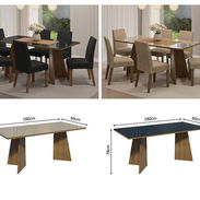Juego de comedor con cristal, 6 sillas,Disponibilidad de colores en beige, negro Entrega incluida - Img 58403555