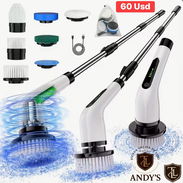 Cepillo Eléctrico para limpieza  Inalambrico, recargable, multiuso,palo ajustable a 60 usd. - Img 55726104