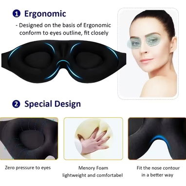 Collarines Ortopédicos, Ajustables,     y      Antifaz de ojos, 3D para domir. - 8/10