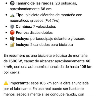 Bicicleta Electrica de 1500W - 2/3