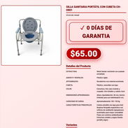 SILLA SANITARIA PORTÁTIL CH-O801 ALTURA AJUSTABLE 40 CM VPT-0226 - Img 57976091