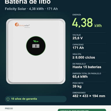 🔋 Baterías de litio Felicity Solar y FelicityESS | 3,6 a 16 kWh y módulos solares ☀️ - 3/10