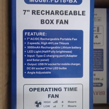 Ventilador recargable Bravoking  de 7 pulgadas con panel y 2 bombillas - Img 119000567