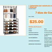 Zapatera de 5 Niveles con Percha e Instalación Práctica para el Hogar Real VPT#-0438 - Img 55669081
