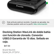 ⚡Docking Station de doble bahía USB3.0 con garantía de 15 días. Función de clonado y copia. Nuevo en caja. - Img 48465188