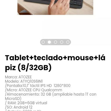 Tablet+teclado+mouse+lápiz (8/32GB). Marca: ATOZEE - Img 125825799