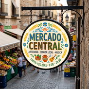 Letrero circular para mercado tipo caja de luz - Img 57179371
