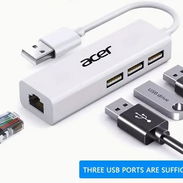 Marca ACER ⭐ Vendo adaptador de red + HUB 3puertos incluido /// USB a RJ45 / HUB 4 en 1// New ⭐WhatsApp 53881002 - Img 45271455