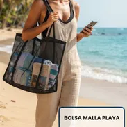 🏖️BOLSOS DE PLAYA🏖️DISEÑO DE MALLA🔆 COLORES NEGRO, BEIGE Y ROJO - Img 56123732