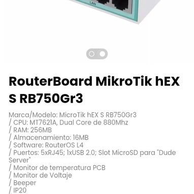 RouterBoard MikroTik hEX S RB750Gr3. Software: RouterOS L4 - Img 111442287
