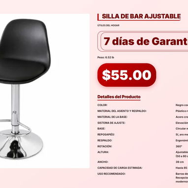 SILLA DE OFICINA NEGRA CON RUEDAS, SILLA PLEGABLE PORTÁTIL TIPO CAMPING, SILLA DE OFICINA CON BRAZOS . - 6/6