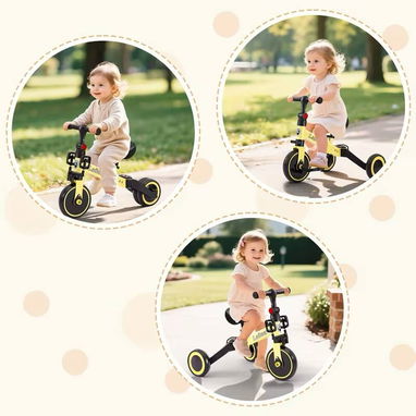 Triciclo para niños 3 en 1. con ruedas traseras plegables. Colores amarillo, azul y Rosa - 4/6