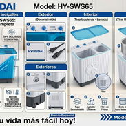 Lavadora Semiautomática 6kg marca Hyundai doble tina Precio $215 USD Transporte incluido Garantía y Factura - Img 56200988