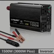Inversor Convertidor de Corriente Lvyuan 1500W (Pico 3000W) DC 12V a AC 110V (60Hz). Negro - Img 55705555