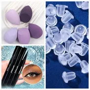 Oferta combo🎁 :1 esponja maquillaje, 1 delineador negro de plumón permanente, 10 pares tuerquitas siliconas - Img 55608042