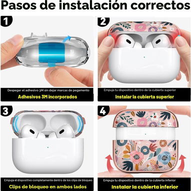 Funda floral para AirPods Pro 3 (2025) con soporte, llavero y kit de limpieza Peonia Blanca | videojuegoshabana.com - Img 122009227