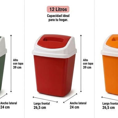 Cestos de basura pequeños para el hogar con capacidad de 12 litros... - 3/3
