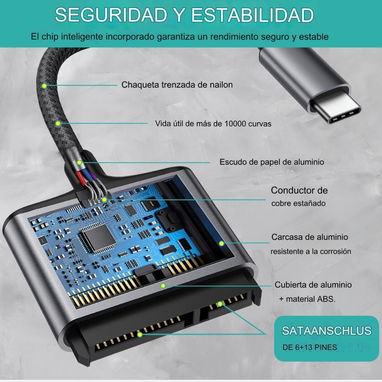 🔌 Cable Adaptador SATA 2.5 a USB-C 3.1 Everiz 🌐 - Img 126073940